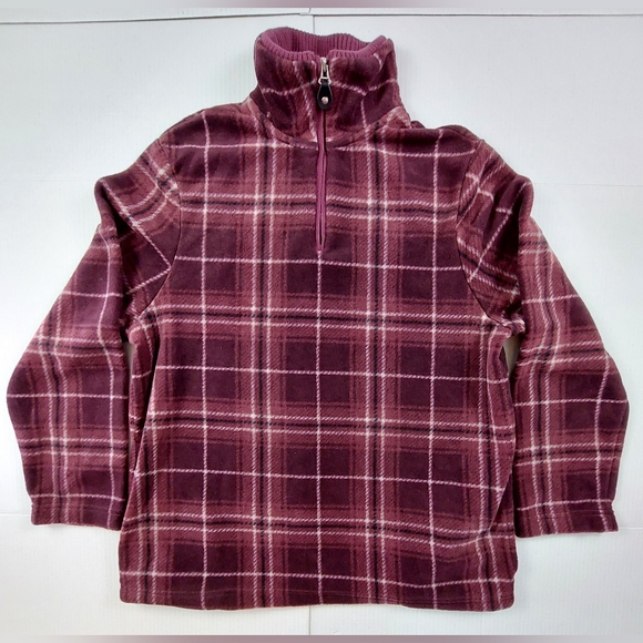Casual Corner Annex Sweater Fleece Womens Size XLRG Maroon Plaid Zip NWT $29.99 - Picture 1 of 8